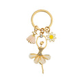 Alloy Dance Girl Keychain Ballet Ballerina Rhinestone Pink Dress