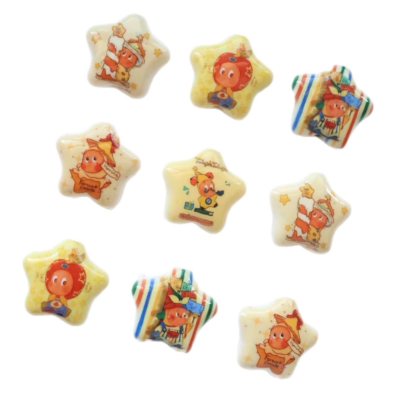 Printed Star Shaped Acrylic Beads 26mm Glossy Cartoon Design 20pcs 5