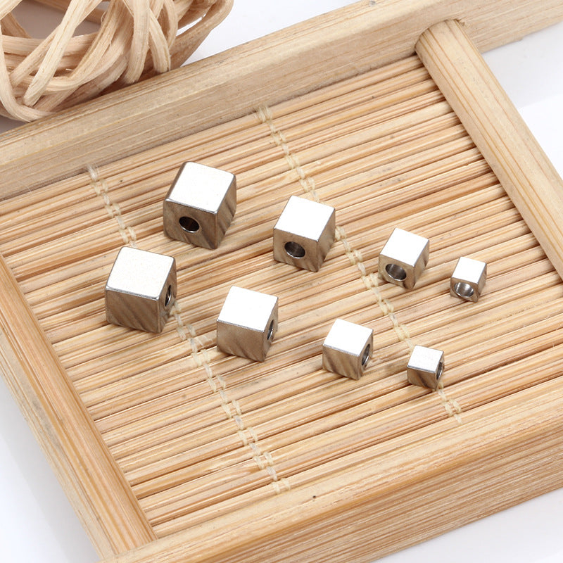Stainless Steel Square Metal Beads 3 4 5mm Polished Silver 100pcs 4