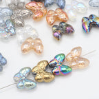 Plating Butterfly Glass Beads 17x10mm Iridescent Detailed Wings 10pcs