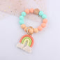 Rainbow Tassel Silicone Bead Wristlet Keychain Pastel Colors 7
