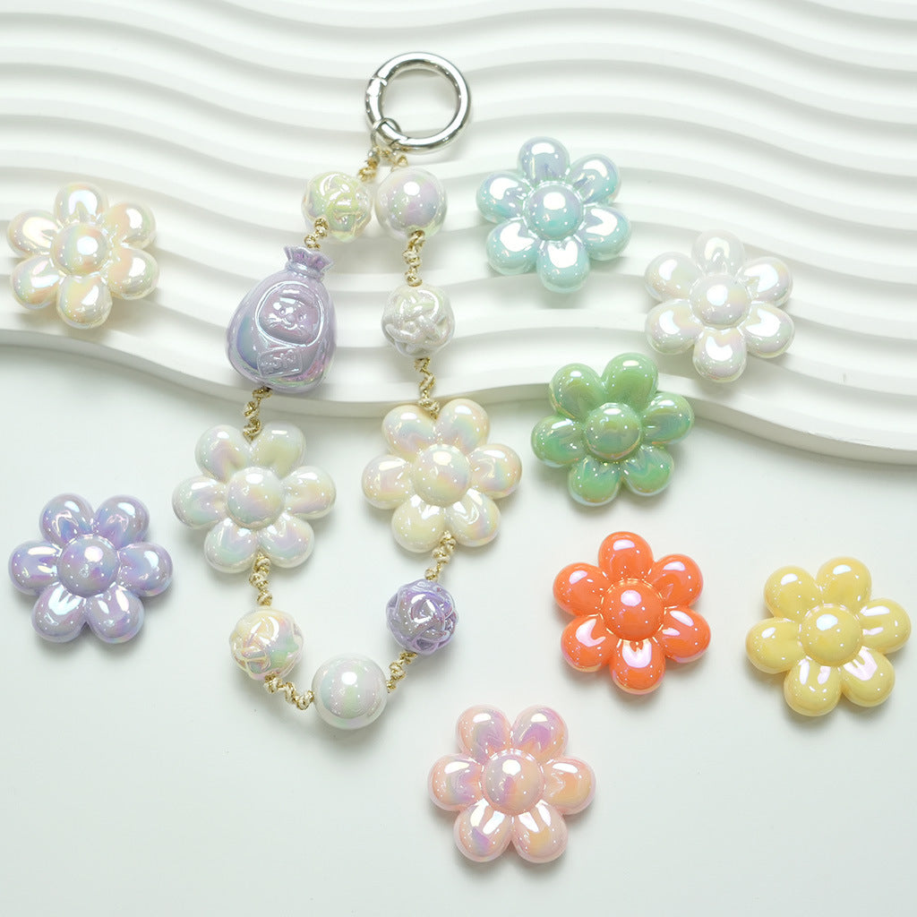 UV Plating Flower Acrylic Beads 32mm Glossy Pastel Large 20pcs 4