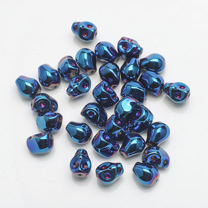 Electroplated Skull Head Glass Beads 8mm x 10mm Iridescent 30pcs 9