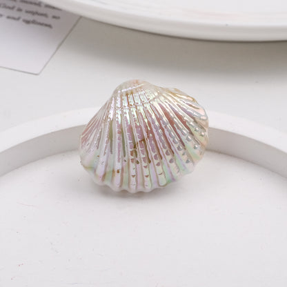 Plating Shell Acrylic Beads 30mm Two Tone Iridescent Scallop 10pcs 8