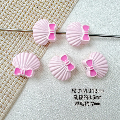 Shell and Mermaid Tail Metal Beads 14mm Glossy Pastel Painted Alloy 10pcs 7
