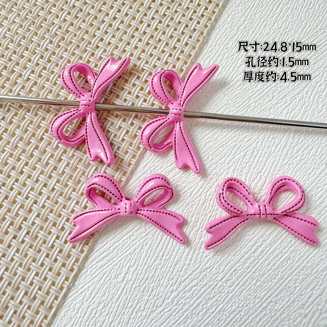 Bow Metal Beads 24mm Painted Lace Pastel Colors 20pcs 12