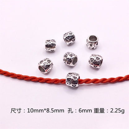 Hollow Spherical Metal Beads Large Hole Intricate Floral Cut-Out 100pcs 6