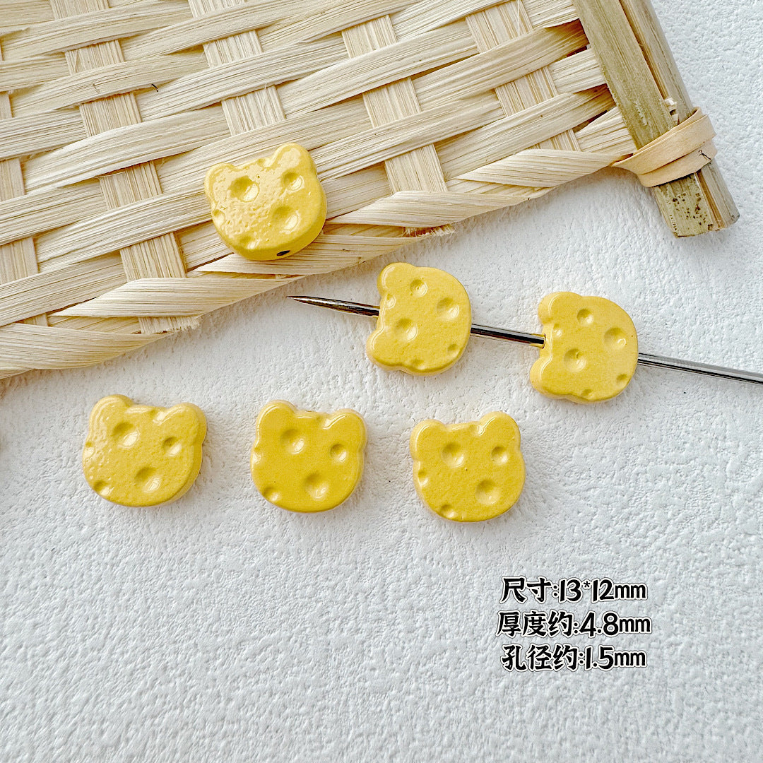 Baking Painted Cheese Animal Metal Beads Whimsical Pastel Colors 20pcs 38