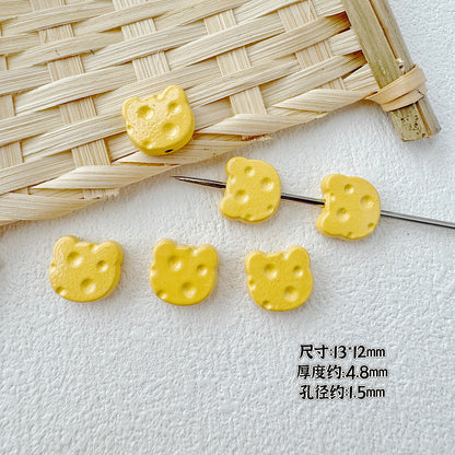 Baking Painted Cheese Animal Metal Beads Whimsical Pastel Colors 20pcs 38