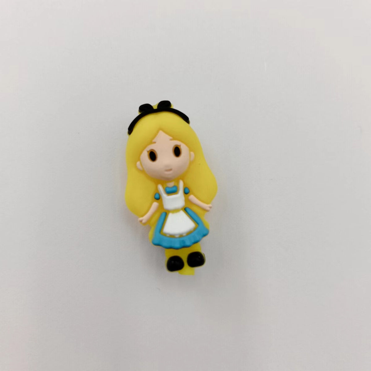 Silicone 3D Focal Beads Little Girl Yellow Hair Black Bow 20pcs 5