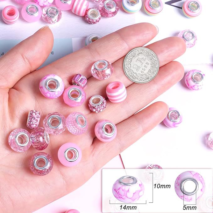 Resin Acrylic Spacer Beads 14x10mm Rose Pink Tone 30pcs 2