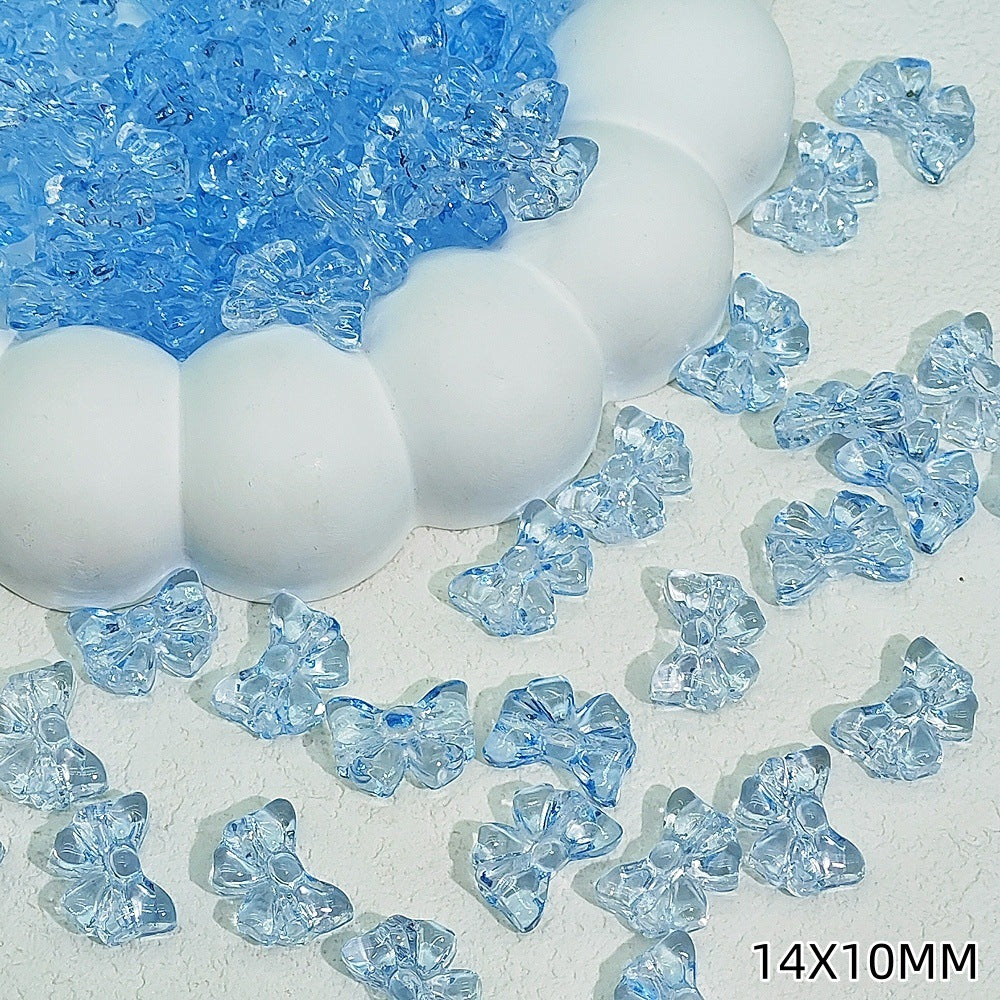 Sweet Bow Glass Beads 14mm Transparent Pastel Mixed Colors 50pcs 14