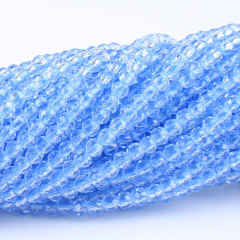 Transparent Disc Seed Glass Beads 2mm Glossy Blue Tones 360pcs 2 Strands 38