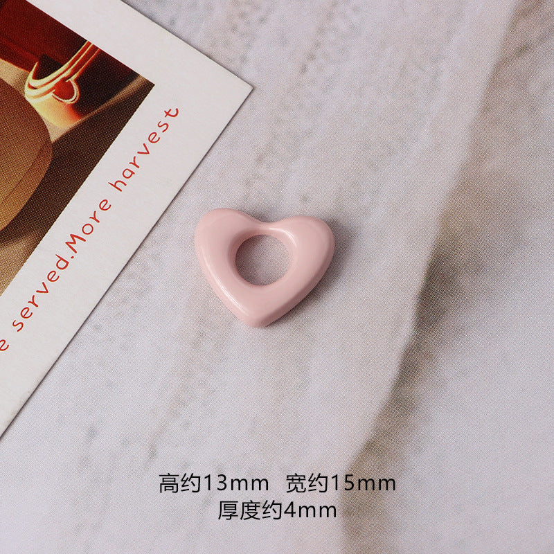 Heart Metal Beads 15mm Morandi Color Hollow Alloy 10pcs 9