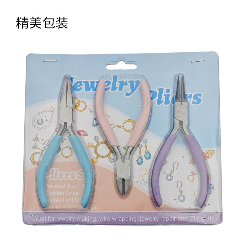 Carbon Steel Jewelry Pliers Set 110mm and 125mm with Pastel Handles 11
