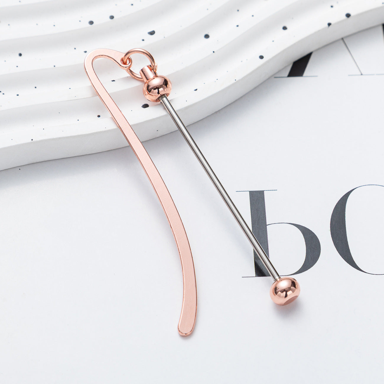 Beadable Bookmark Metal Curved Design Shiny Bead Ends Multicolor 6
