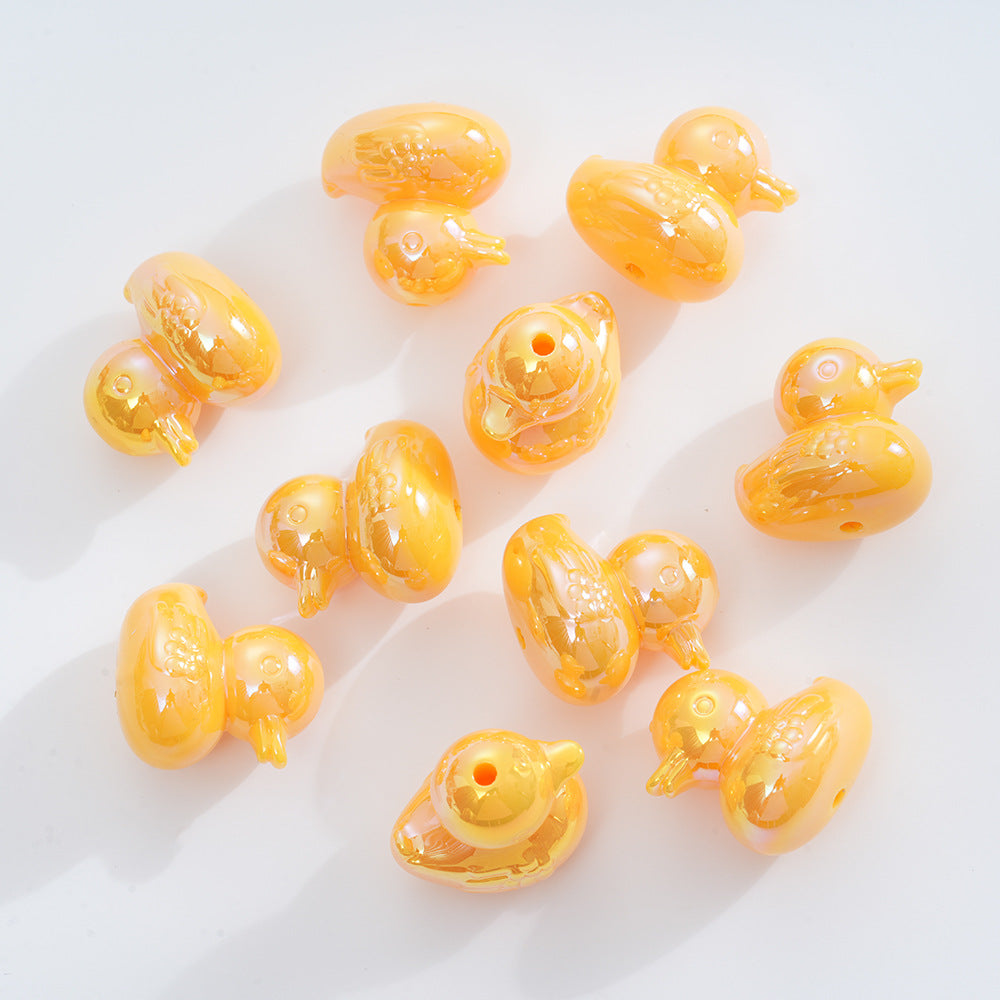 Plating Duck Acrylic Beads 22mm Glossy Iridescent 10pcs 12