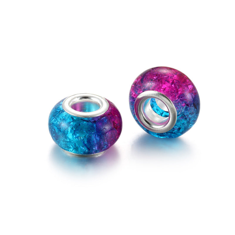 Acrylic Round Spacer Beads 14mm Gradient Two-Color Imitation Crack 100pcs 4