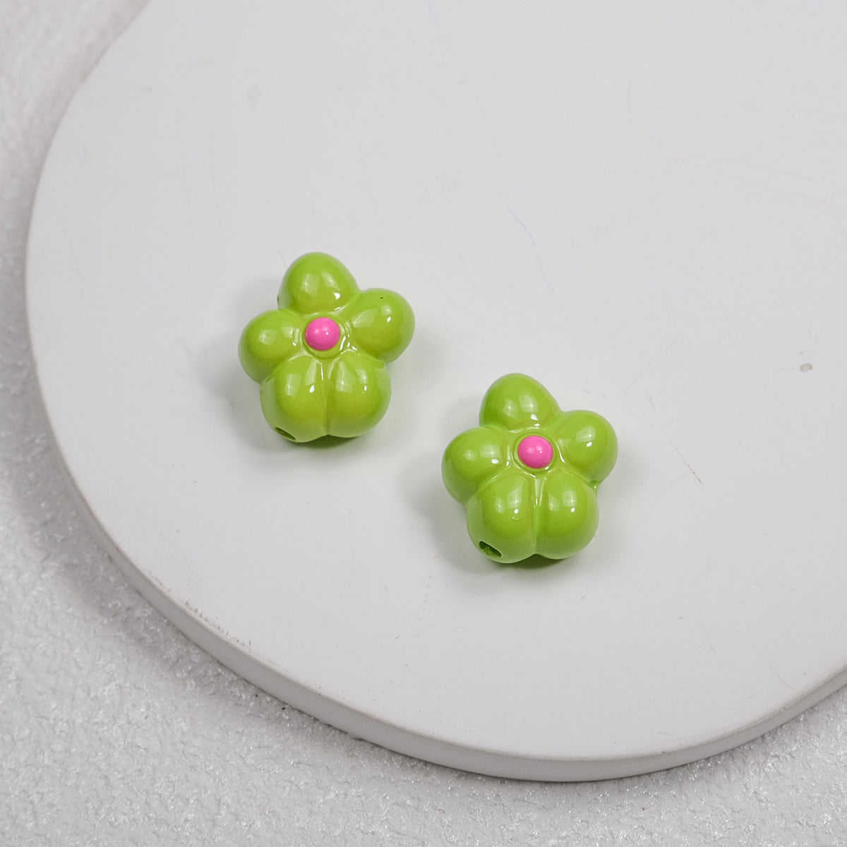 Hand Painted Irregular Flower Acrylic Beads 16mm Enamel Finish 50pcs 8