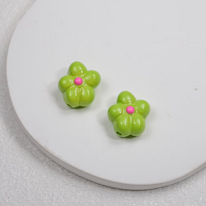 Hand Painted Irregular Flower Acrylic Beads 16mm Enamel Finish 50pcs 8