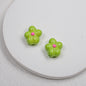 Hand Painted Irregular Flower Acrylic Beads 16mm Enamel Finish 50pcs 8