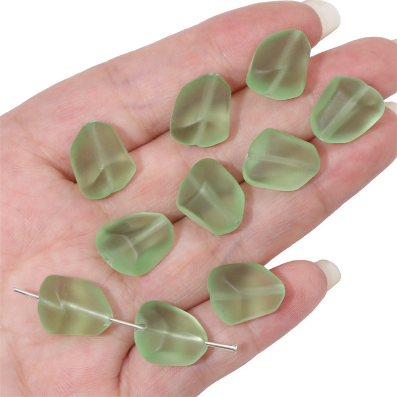 Frosted Flat Stone Glass Beads 12x15mm Matte Mixed Colors 20pcs 7