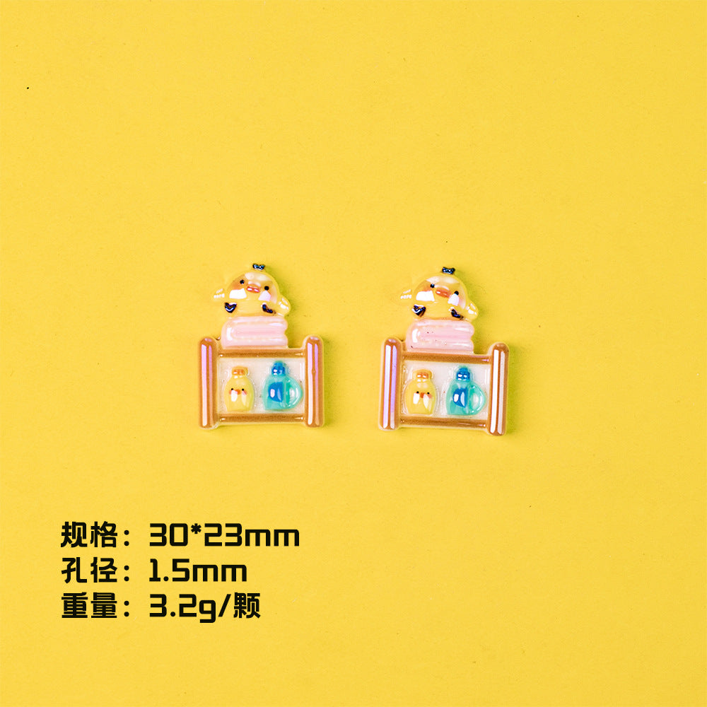 Plating Miniature Furniture Resin Beads Cute Animal Design 10pcs 11