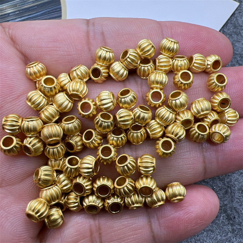 Brass Lantern Metal Beads 5.6mm Matte Gold Large Hole 100pcs