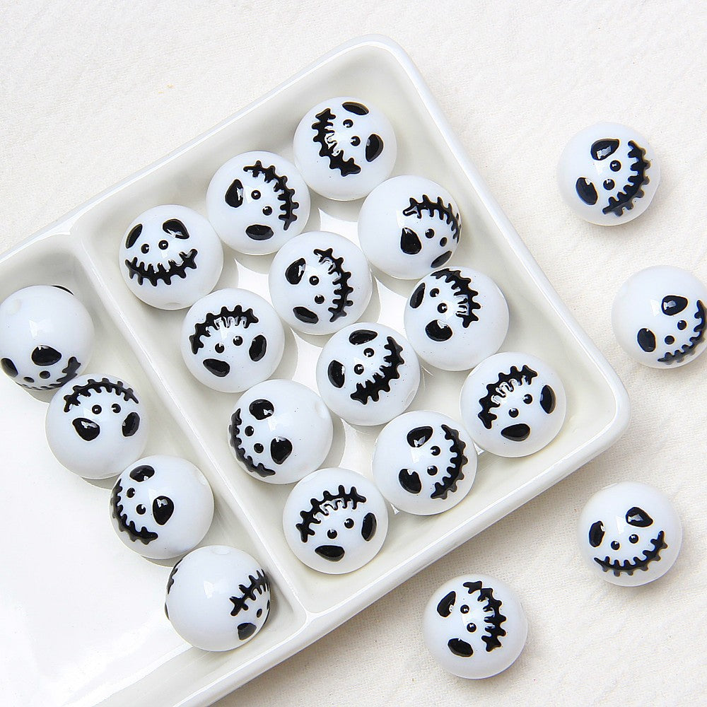Hand-Painted Halloween Pumpkin Ghost Acrylic Beads 16mm 11