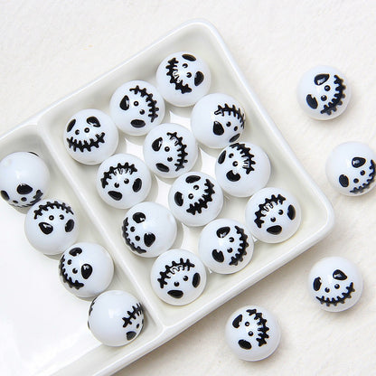 Hand-Painted Halloween Pumpkin Ghost Acrylic Beads 16mm 11