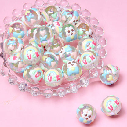 Hand Painted Duckling Cartoon Acrylic Beads 18mm 1pc 19