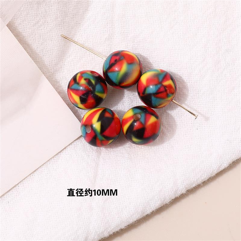 Japanese Vintage Showa Printed Resin Beads 10/12mm Glossy Floral 15pcs 12