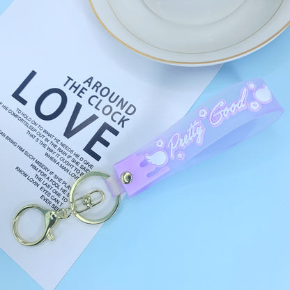 Silicone Transparent Wristlet Keychain Pastel Colors Durable Lightweight 7