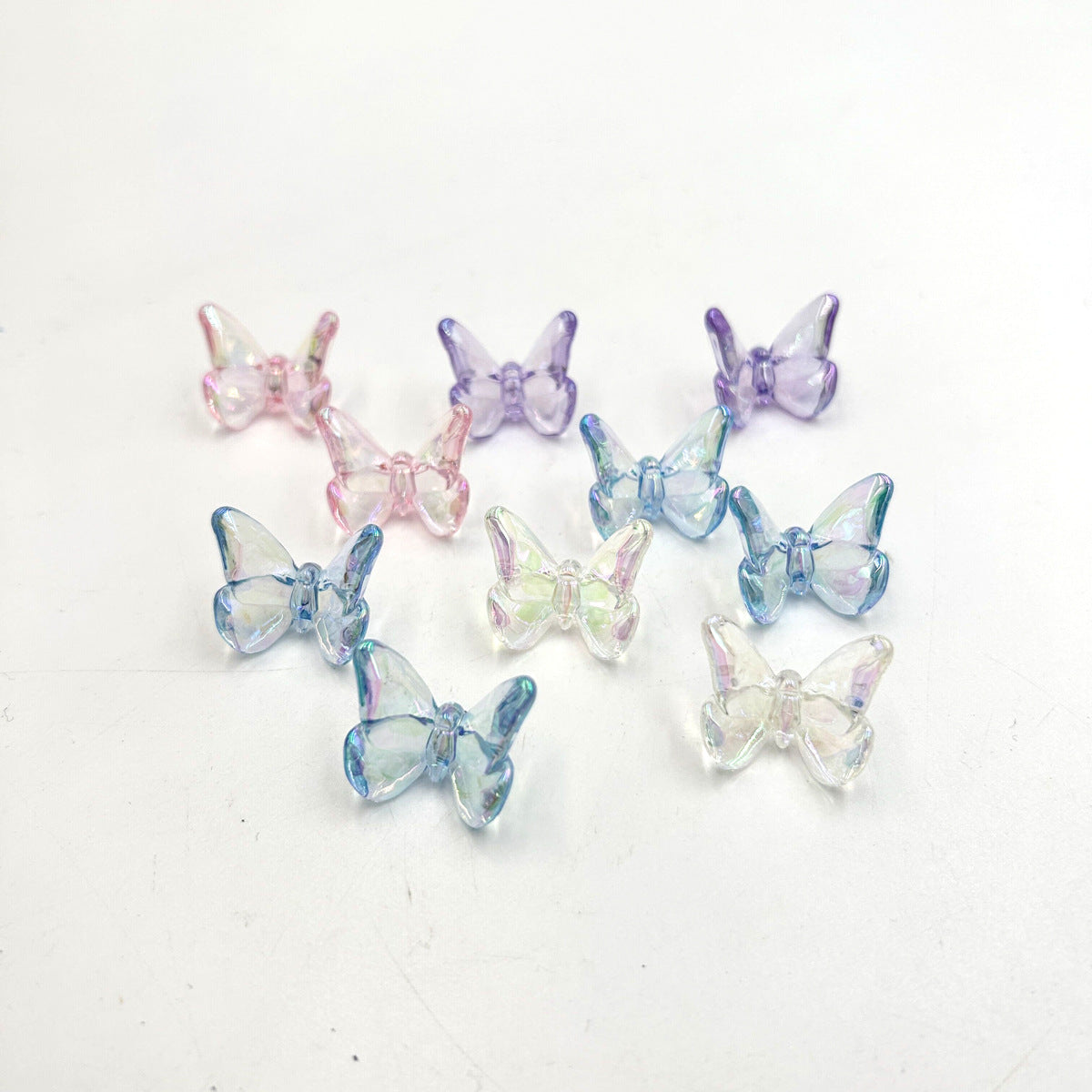 Transparent Butterfly Acrylic Beads 23x21mm UV Plating 5pcs