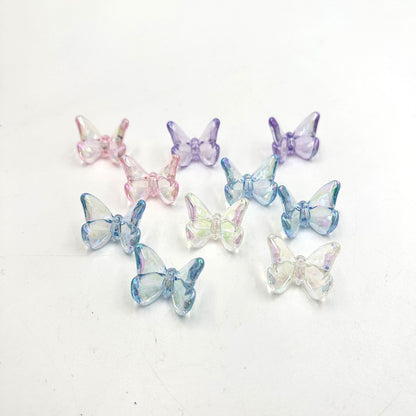 Transparent Butterfly Acrylic Beads 23x21mm UV Plating 5pcs