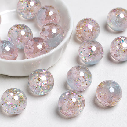 Shimmer Glitter Filled Resin Beads 16mm Round Mixed Colors 10pcs 12