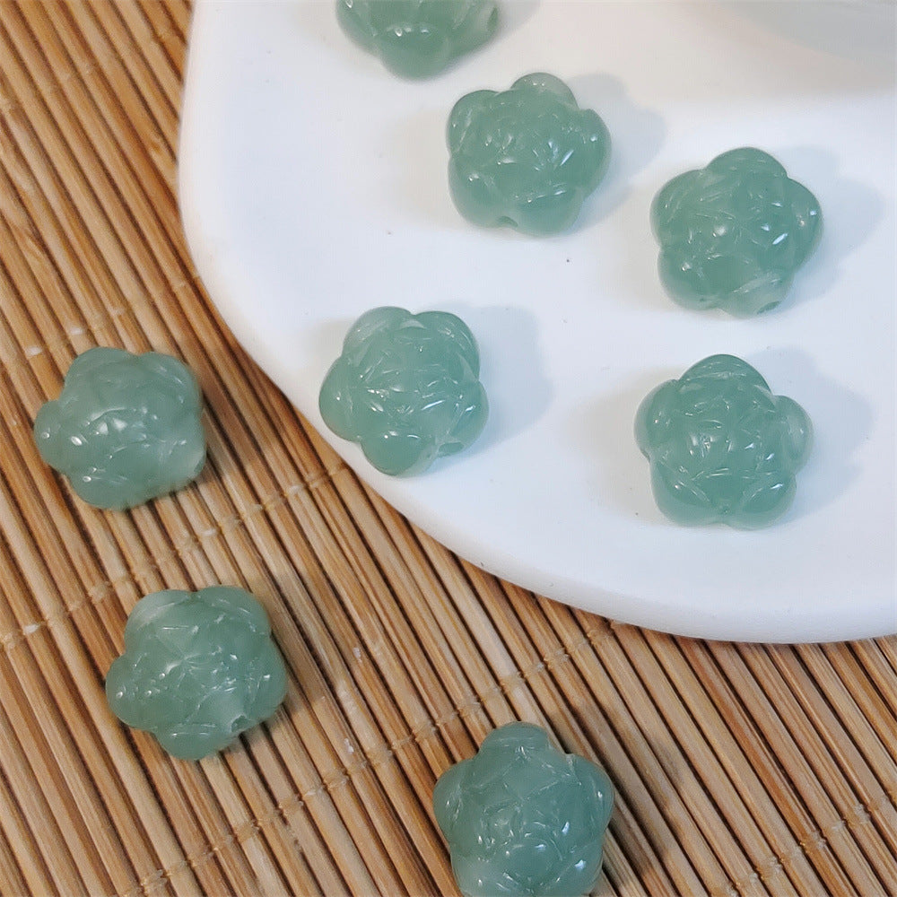 Imitation Jade Five-Petal Resin Beads 12mm Translucent Pastel 10pcs 6