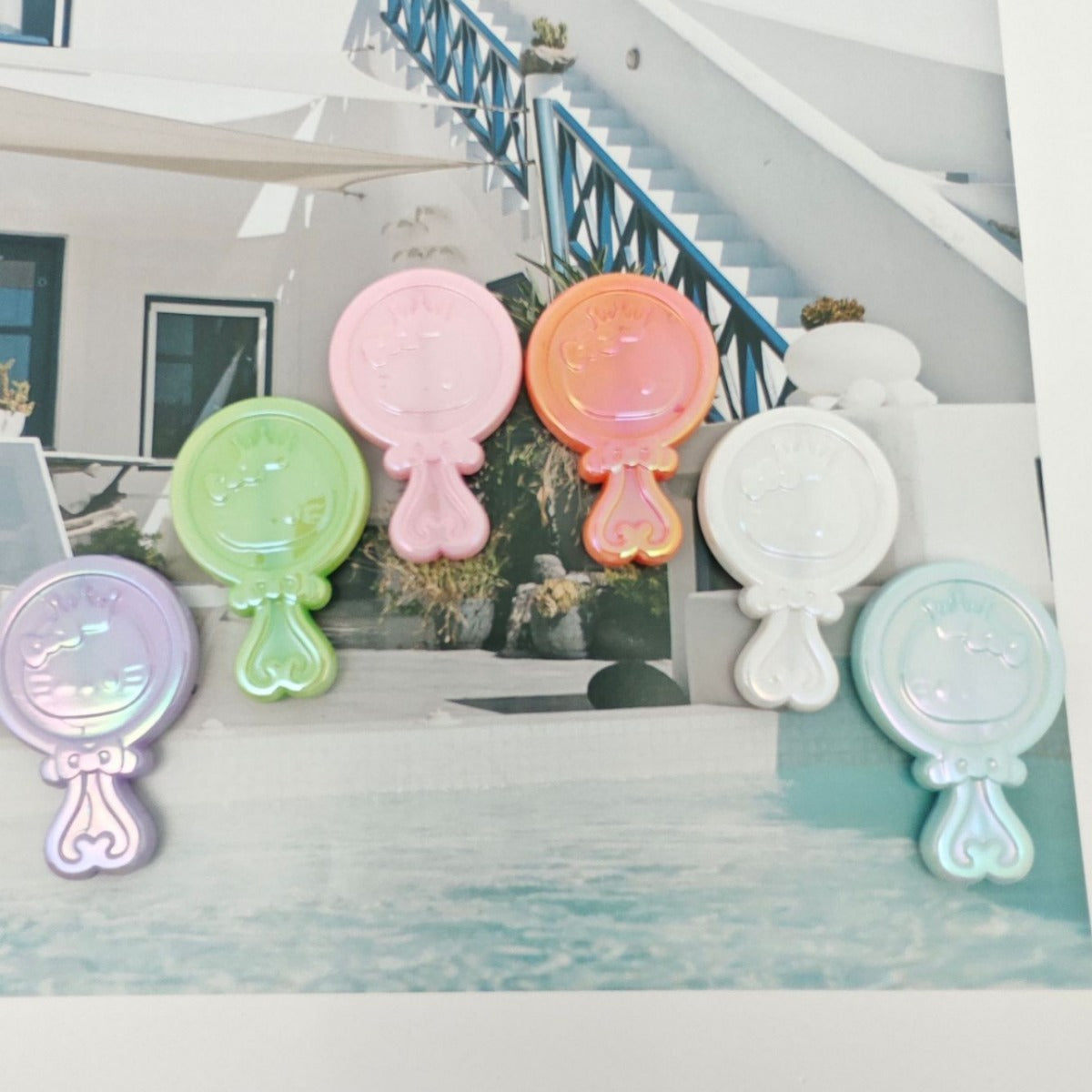 Plating KT Mirror Acrylic Beads 40mm Rounded Embossed Faces 50pcs 3