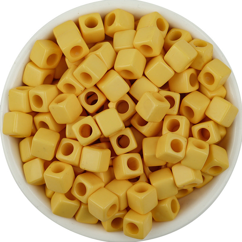Solid Color Rounded Square Acrylic Beads 7mm Large Hole 100pcs 8