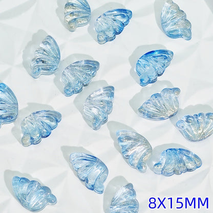 Iridescent Half Butterfly Wings Glass Beads 8x15mm 50pcs 15