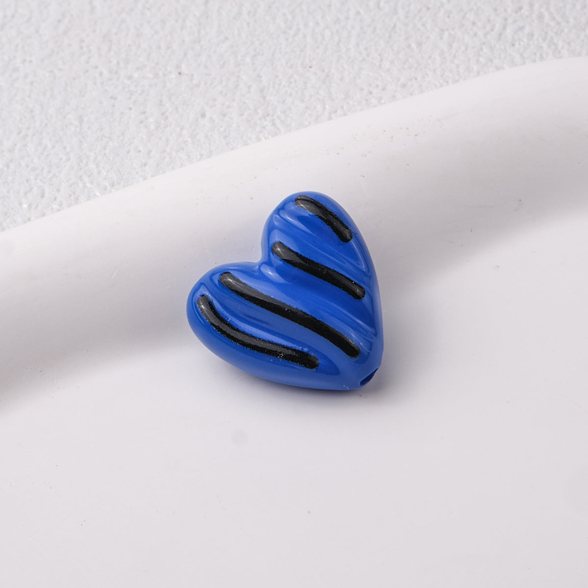 Wavy Stripe Heart Acrylic Beads 19mm Colorful Mixed 20pcs 6