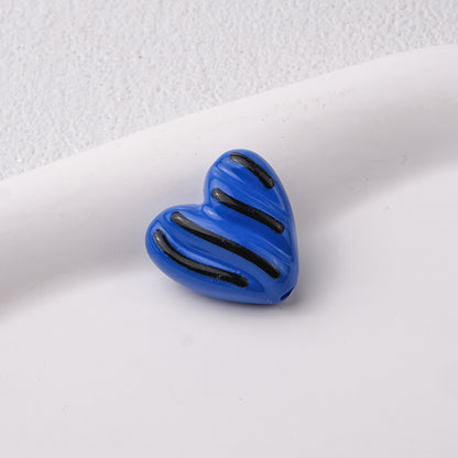 Wavy Stripe Heart Acrylic Beads 19mm Colorful Mixed 20pcs 6