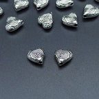 Heart Metal Beads 9mm Vintage Spiral Pattern Antique Silver Tone 200pcs