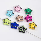Colorful Smiley Star Acrylic Beads 22mm Glossy 10pcs