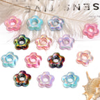 Plating Hollow Glitter Five Petal Flower Acrylic Beads 19mm 50pcs 4