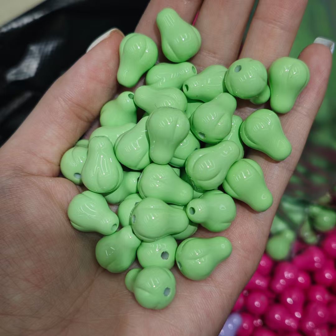 Baking Painted Pear Acrylic Beads 12-16mm Solid Colors 50pcs 8