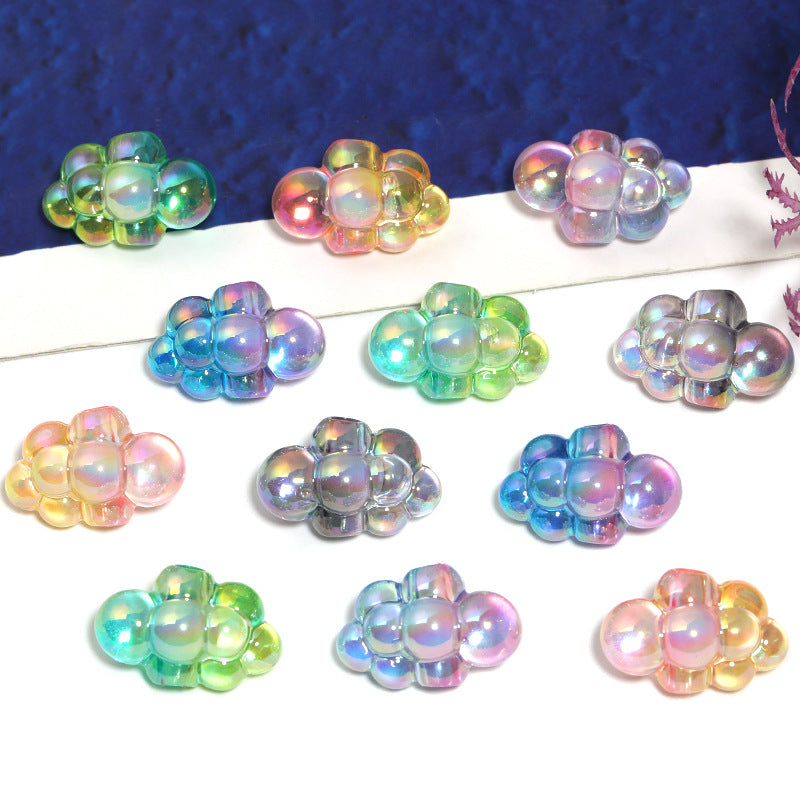 Plating 3D Cloud Acrylic Beads 16x24mm Transparent Iridescent 50pcs 4