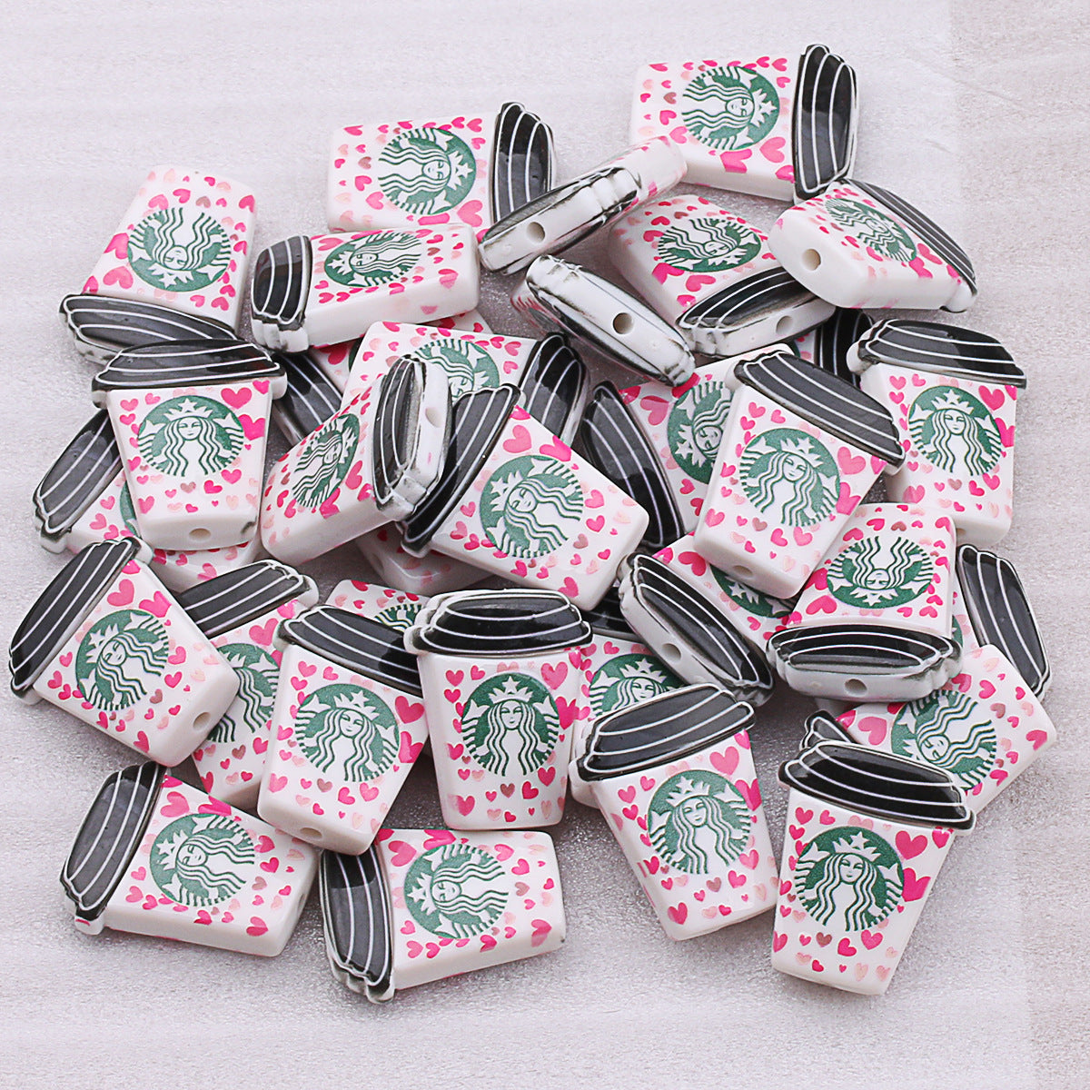 Starbuc Cup Acrylic Beads 25-30mm Pastel Mixed 50pcs 7