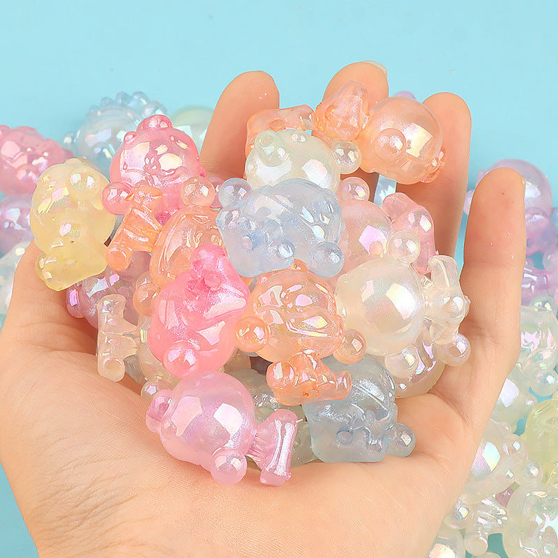 Plating Cartoon Glow In The Dark 29mm Acrylic Beads Little Girl 2pcs 2