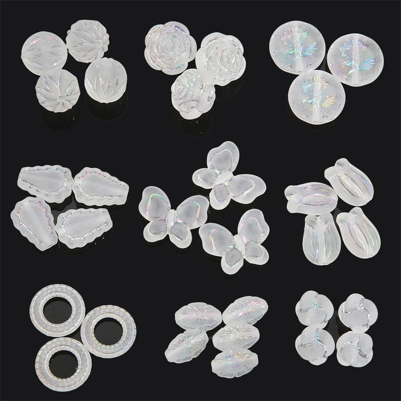 Semi-transparent Frosted Acrylic Beads Matte Finish Mixed Shapes 4